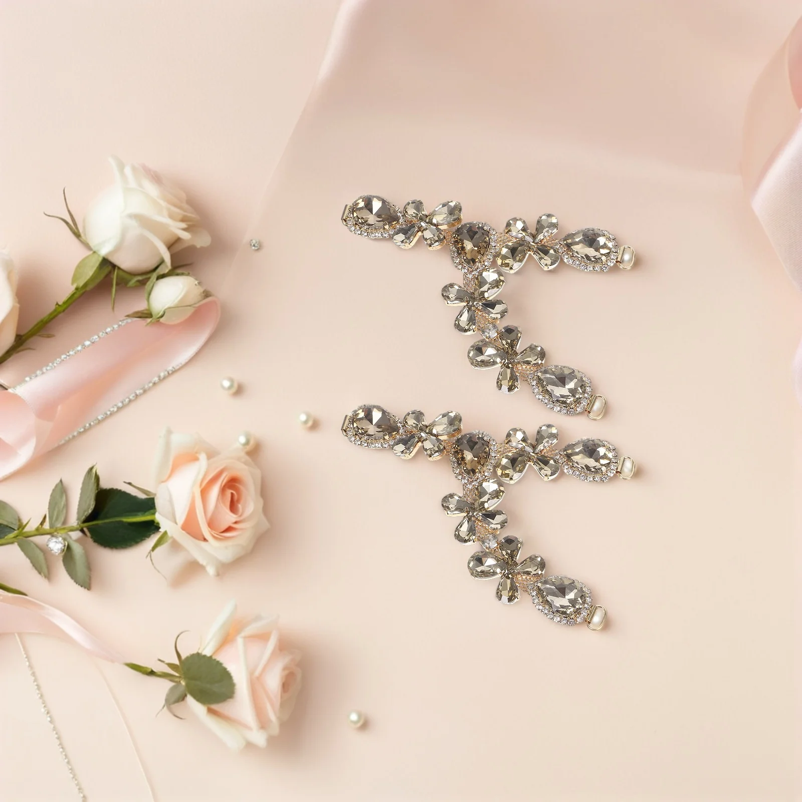 

2Pcs Alloy Shoe Chains Beach Foot Jewelry Decorative Rhinestone Charms Detachable Sandals Accessories Summer Casual Wedding