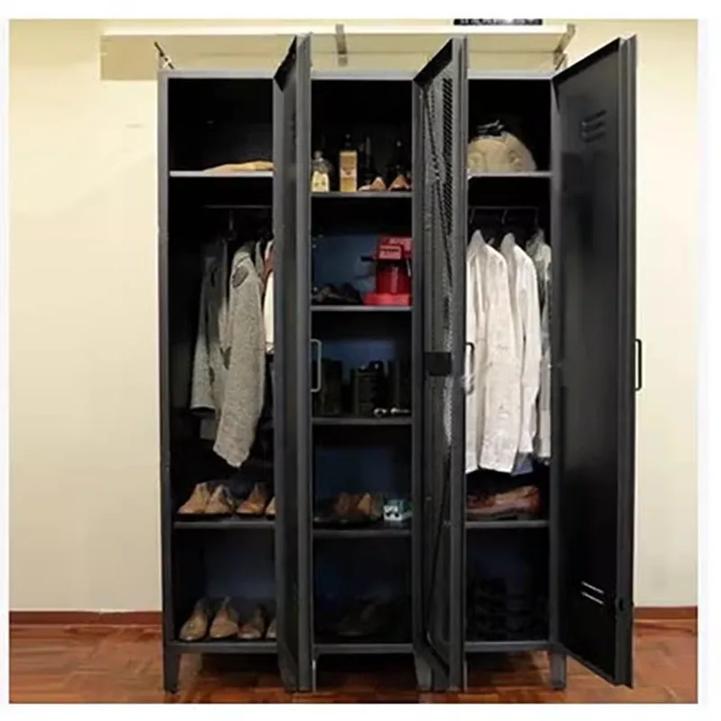 Retro wrought iron adult wardrobe locker industrial display cabinet hanging wardrobe anti-ancient iron storage cabinet locker