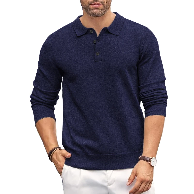 Animal Game Heren Poloshirts met knopen Slanke Mock Neck Shirt Gebreide polotruien Vrijetijdskleding Jumper Winter thermische trui