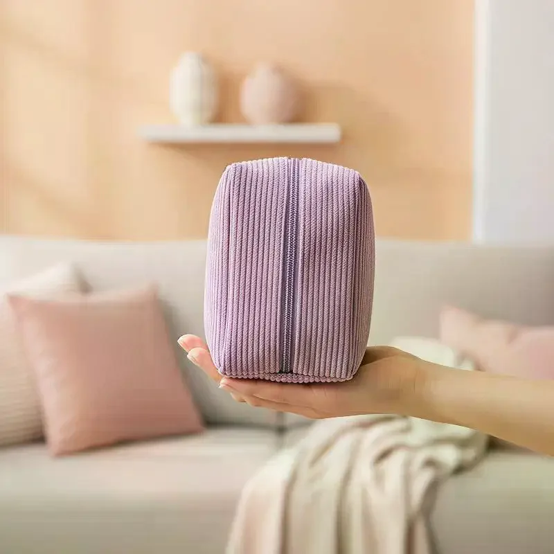 Corduroy Sanitary Napkin Storage Bag Soft Surface Secure Zipper For Daily Use Travel Purse Organizer