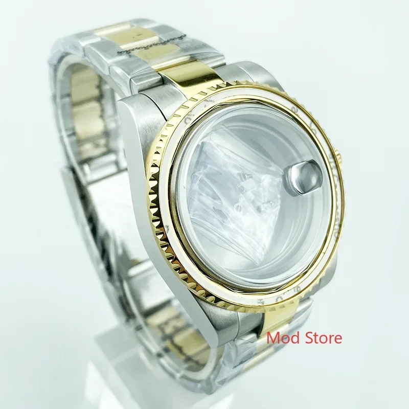 HQ 10ATM Solid Stainless Steel Watch Case Part PVD Gold Set For ETA2836 Miyota8215 Sub Style Diver Watch Sapphire Glass