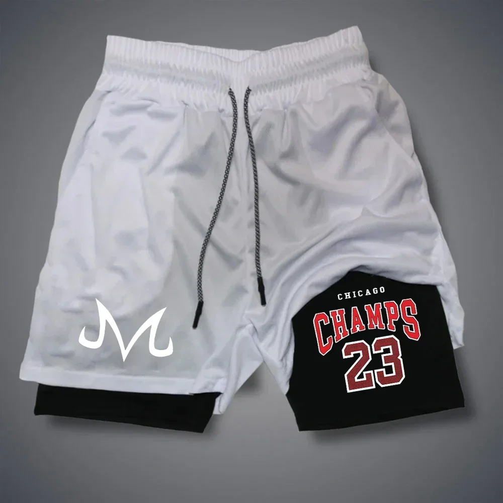 

Double Layer Fitness 2 in 1 Training Shorts Running Tights Summer Male Letter Print Pants Quick Dry Pants Casual Short Pant