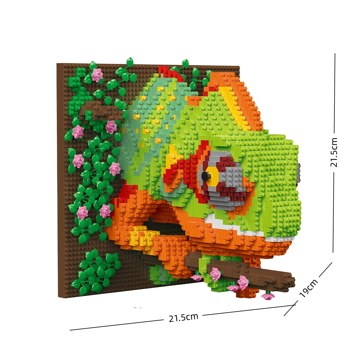 KNEW BUILT Chameleon, Parrot, kreative 3D-Tier-Wandmalerei, Mikrobausteine – DIY-Desktop-Dekoration, Puzzle-Spielzeug, Weihnachts- und Geburtstagsgeschenk – Detail 5