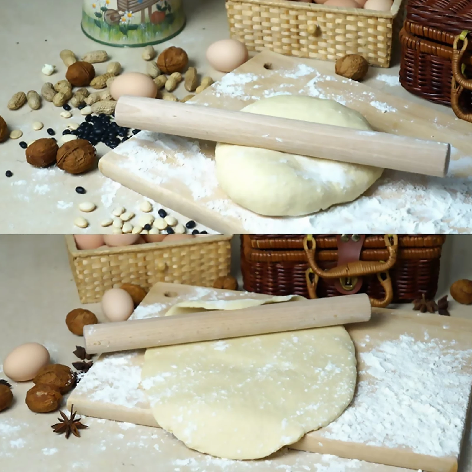 

16Cm Chinese Dumpling Rolling Pin Natural Lotus Wood Dough Roller for Making Dumplings Noodles Bread with Smooth Sleek Finish