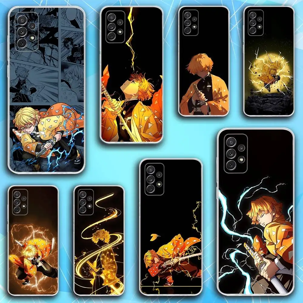 

D-Demon Zenitsu S-Slayer Phone Case For Samsung S30,23,21,22,20, FE lite,S10,9,8,7 PIus Note20ultra Soft Transparent