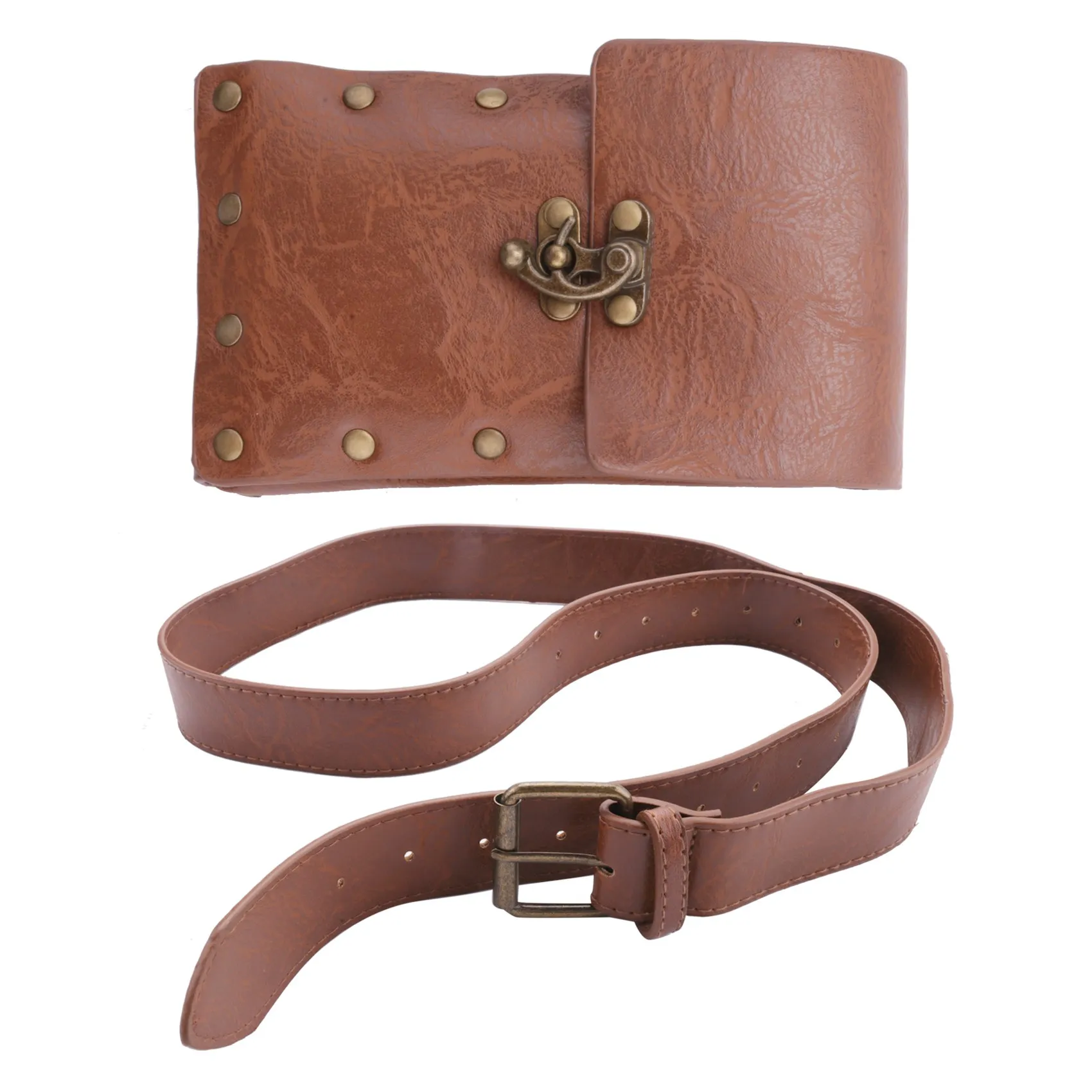 ABQR Средневековый Ренессанс Взрослый Мужской Рыцарь Кожаный Винтаж Карманный Ремень Одежда Сумка Коричневый