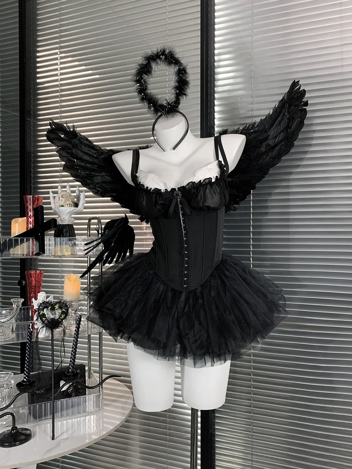 

Gothic Sle loween Cosplay Women's Pure Desire Aosphere Sexy k Skirt Angel's Law Faionable Ensemble for Young Women