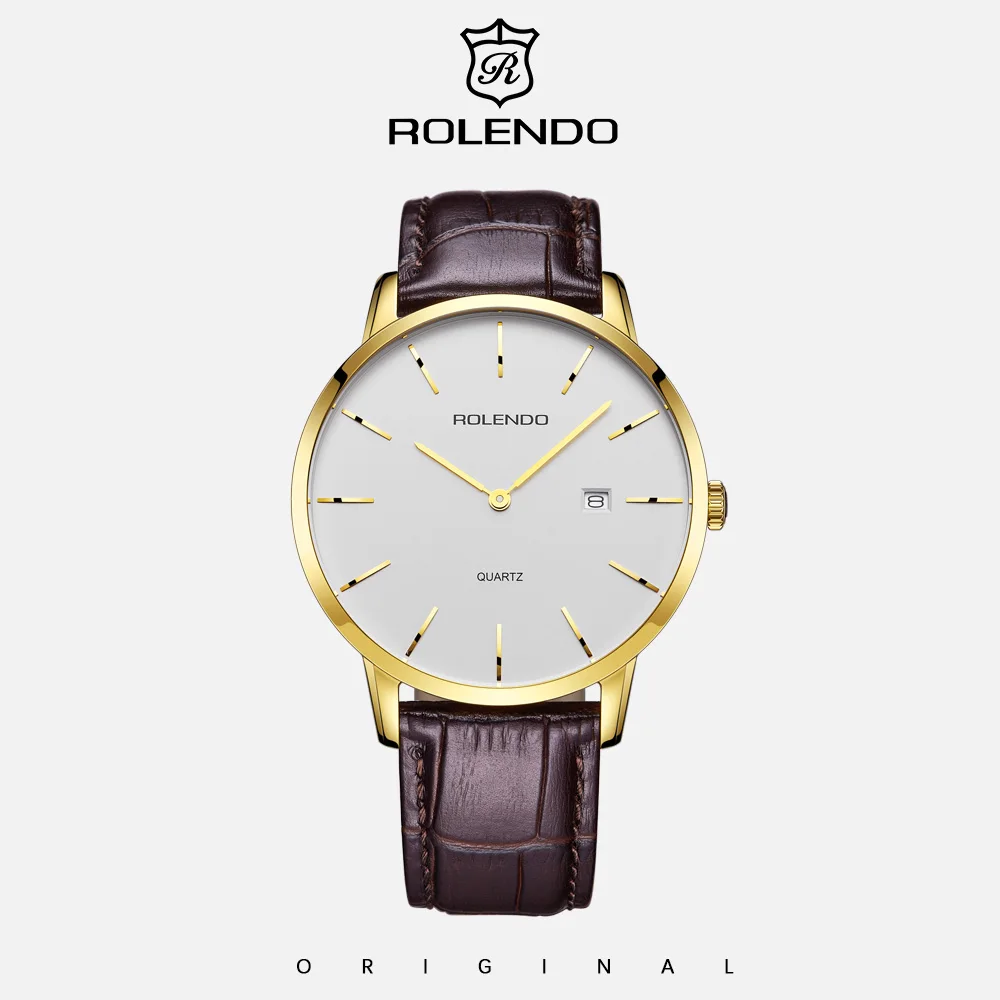 rolendo-men-quartz-watch-minimalist-gold-case-brown-crocodile-texture-leather-strap-business-daily-wristwatch-elegant-reloj-male