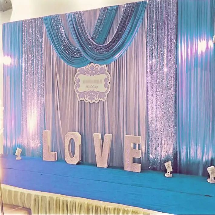 

Luxurious Sequin Backdrops for Wedding Decoration, Colorful Background Curtains, Party Stage, Backdrop with Swags