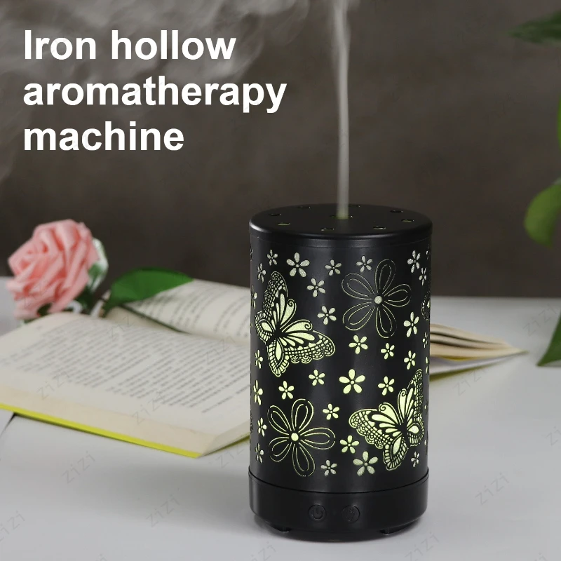 Iron Hollow Butterfly Aromatherapy Machine Colorful Night Light Ultrasonic Atomization Humidification Aromatherapy Machine