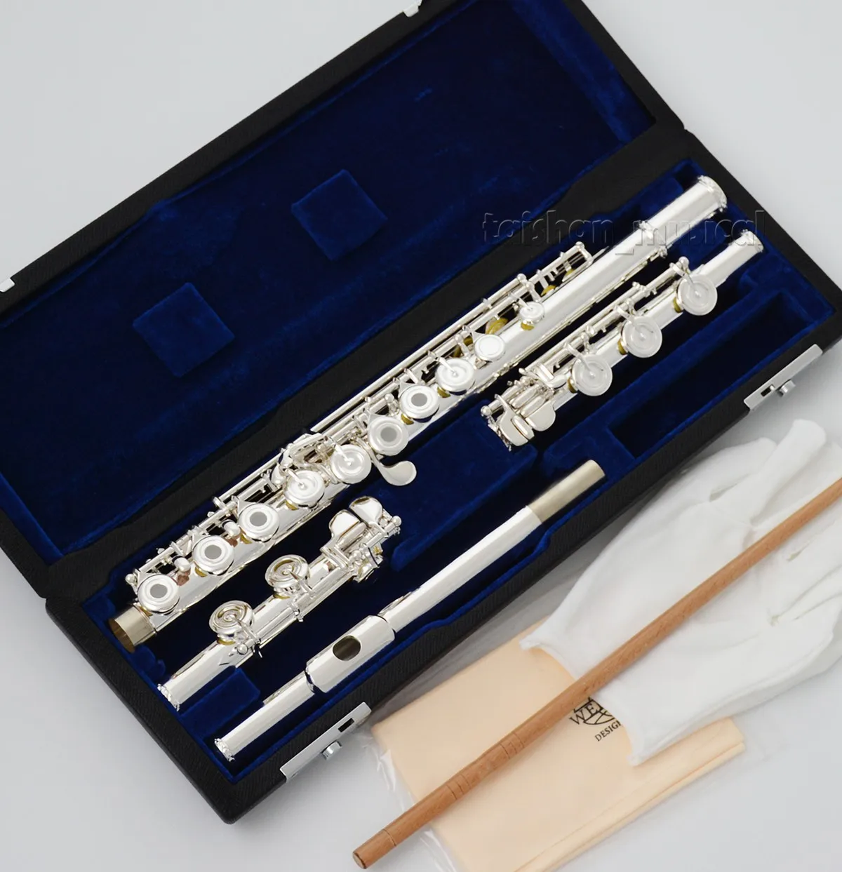 high quality Silver-Plated C# Key Trill Flute with D# Roller, Offset, and Double Foot Joints