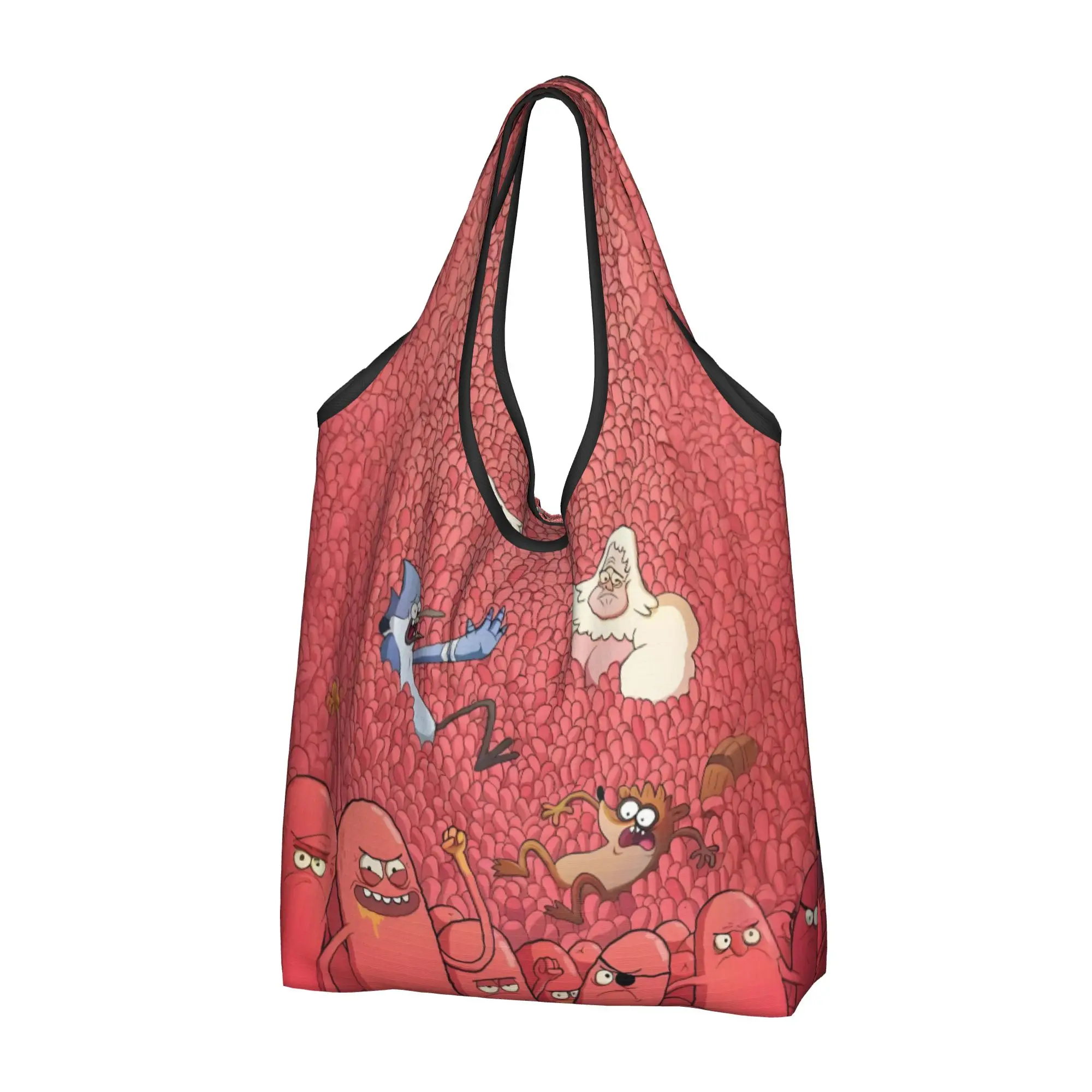 Cartoon Regular Show Animated  Grocery Shopping Tote Bag Women Fashion Vintage High Quality   Shoulder Shopper Bag  Handbag