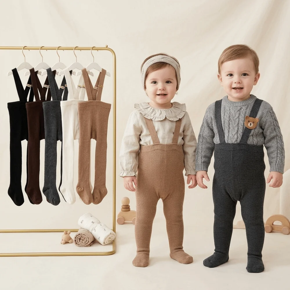 New Cotton Infant Tights High Waist Silk Newborn Suspender Tights Cross-Strapped Elasticity Pantyhose Daily Wear