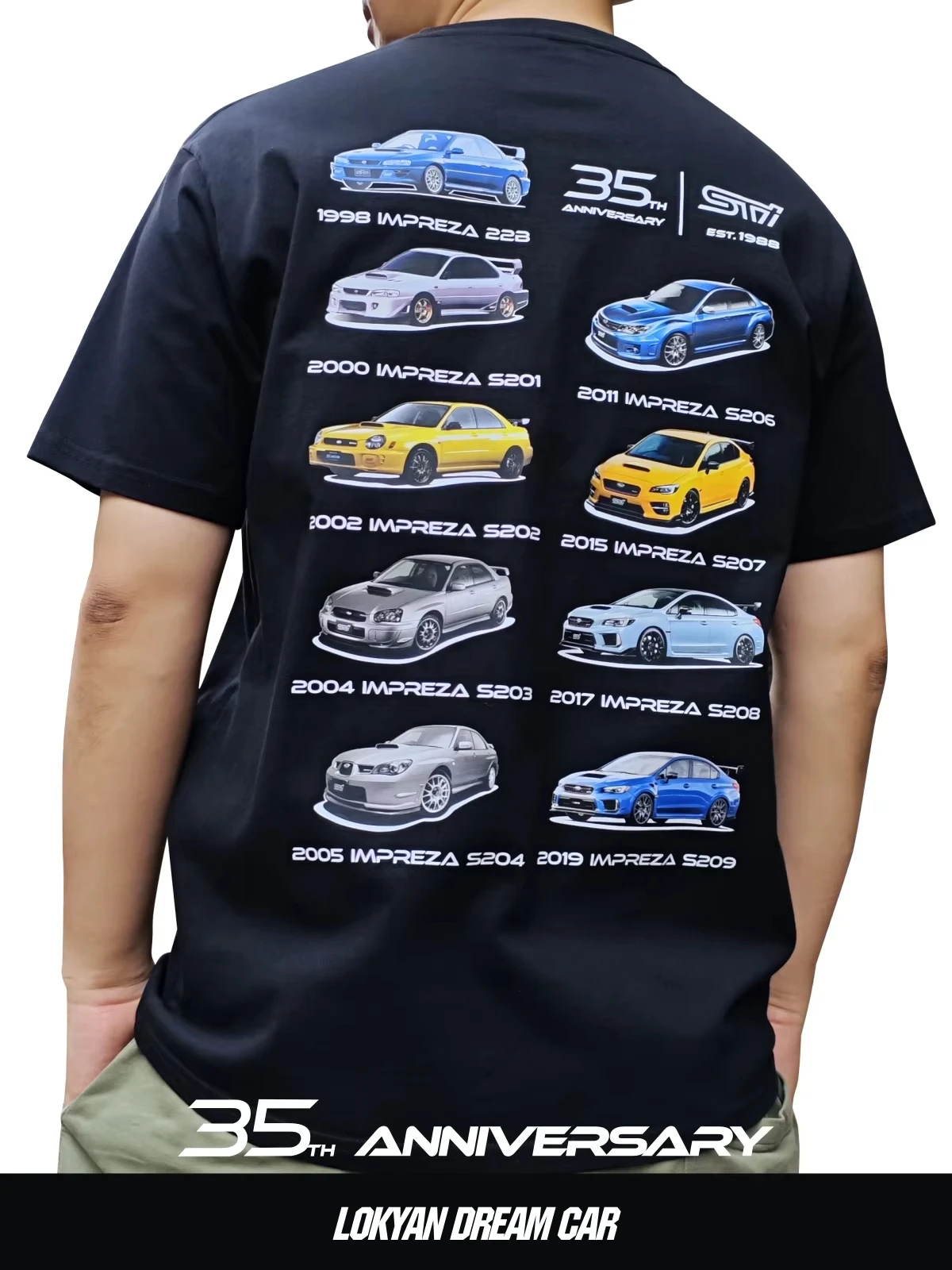 

2025 STI с короткими рукавами SUBARU Performance Department 35th Anniversary Памятная футболка JDM Модифицированная автомобильная метла Мужская одежда