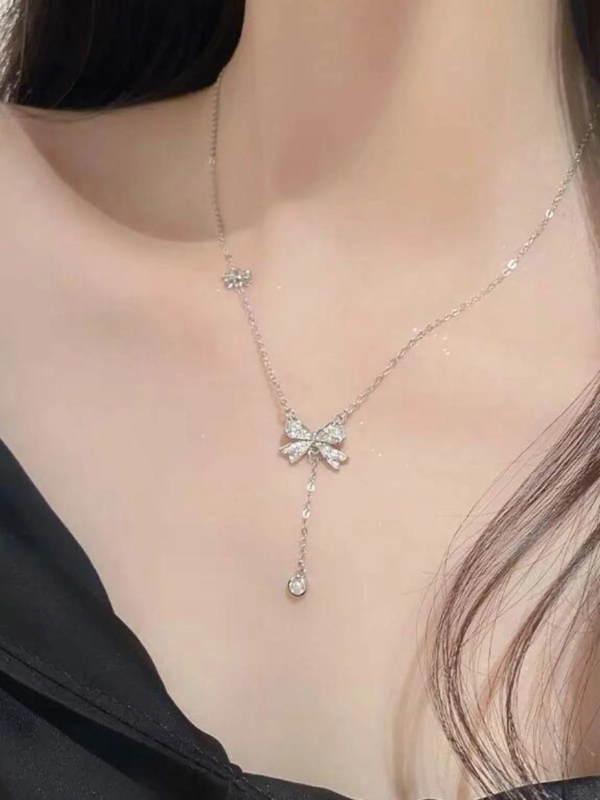 

Ожерелье с серебряной кисточкой для женщин, дизайн с узлом, модный коврик, цепочка на ключицы, модные ювелирные изделия, аксессуар