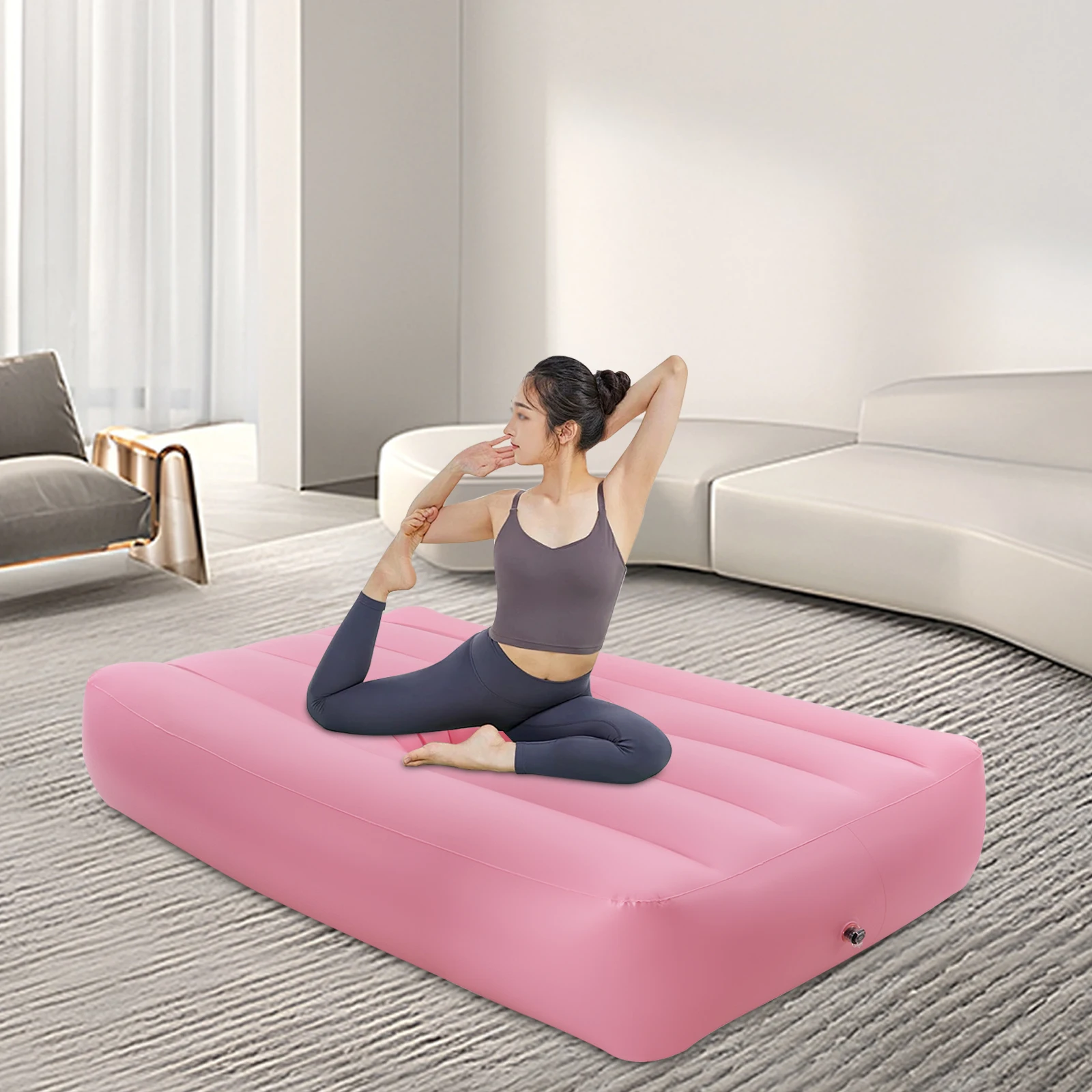 PVC Inflatable Bed with Electric Air Pump Post Surgery Recovery Bed with Hole Inflatable Bed for Yoga