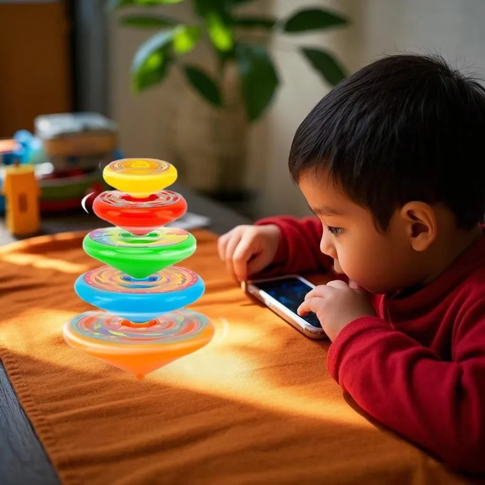 Five-Layer Stacking Spinning Top Launcher Colorful Parent-Unisex Interactive Stacking Top Fun Folding Children Party Favor