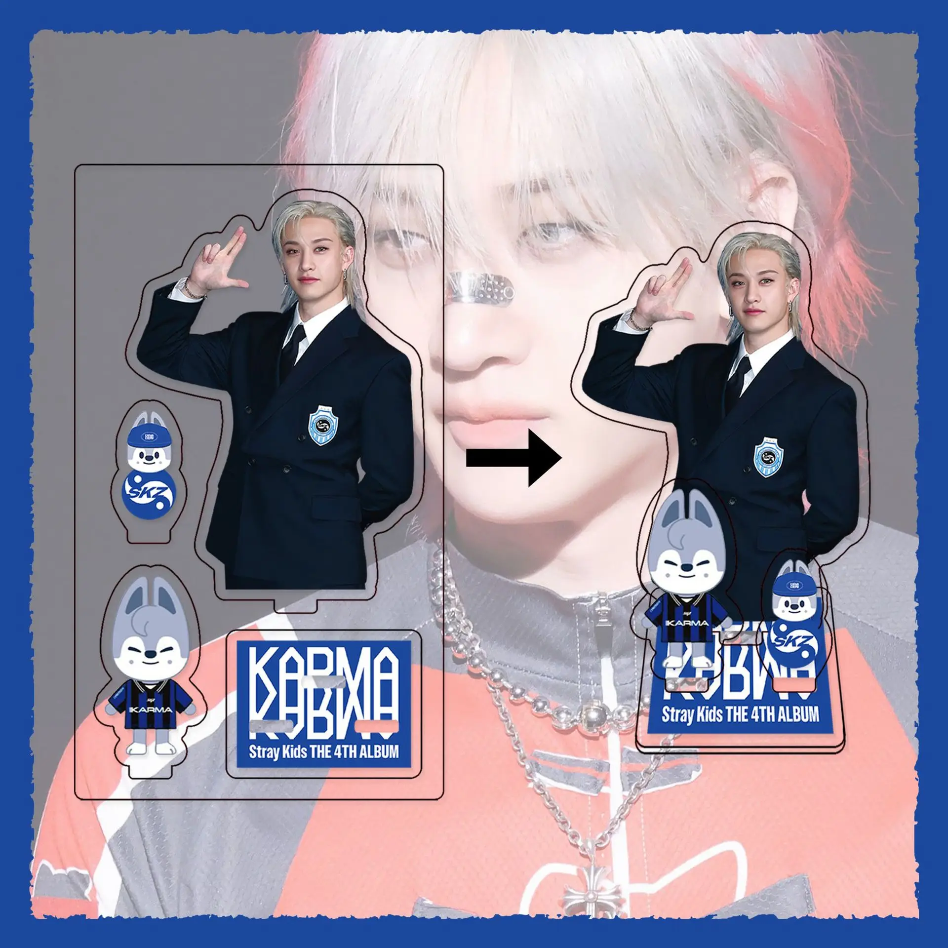 Álbum oficial StrayKids de 3 peças KARMA Huang Xuanchen Li Longfu skzoo enfeites periféricos acrílicos