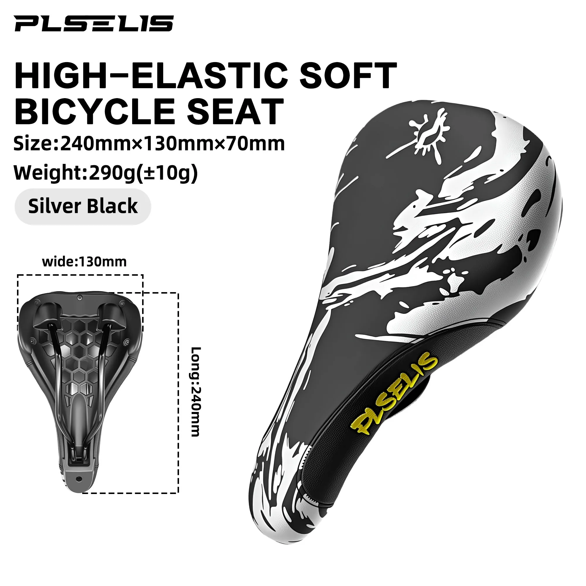 PLSELIS MTB Cycling Saddle, PU Leather Surface, Sturdy Nylon Base, Soft Sponge. 290g Lightweight, Reduces Riding Fatigue.PS-2005