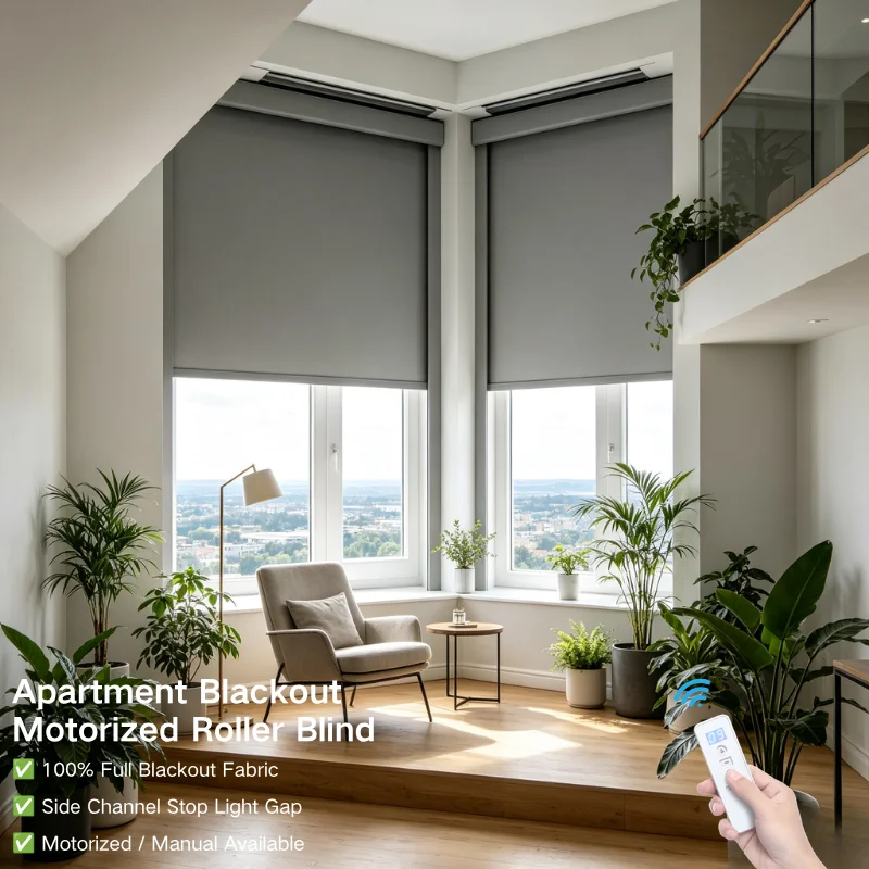 Custom Motorized Blinds With U Channel Side Tracks Works With Matter Alexa Google Wifi Control Electric Roller Blinds For Window