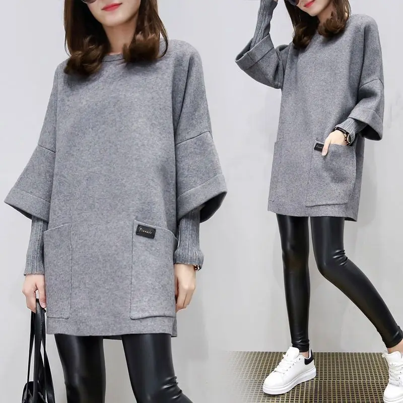 2023 New Autumn and Winter Fashion Crew Neck Warm Pregnant Women\'s Wool Sweater Temperament Casual Pregnant Women\'s Long Sleeves