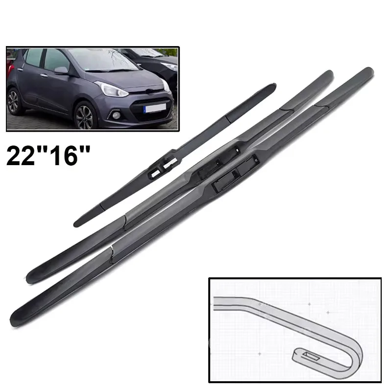 

Wiper Front Wiper Blades Set For Hyundai i10 MK2 2013 - 2018 Windshield Windscreen Window Rain Brushes 22"16"