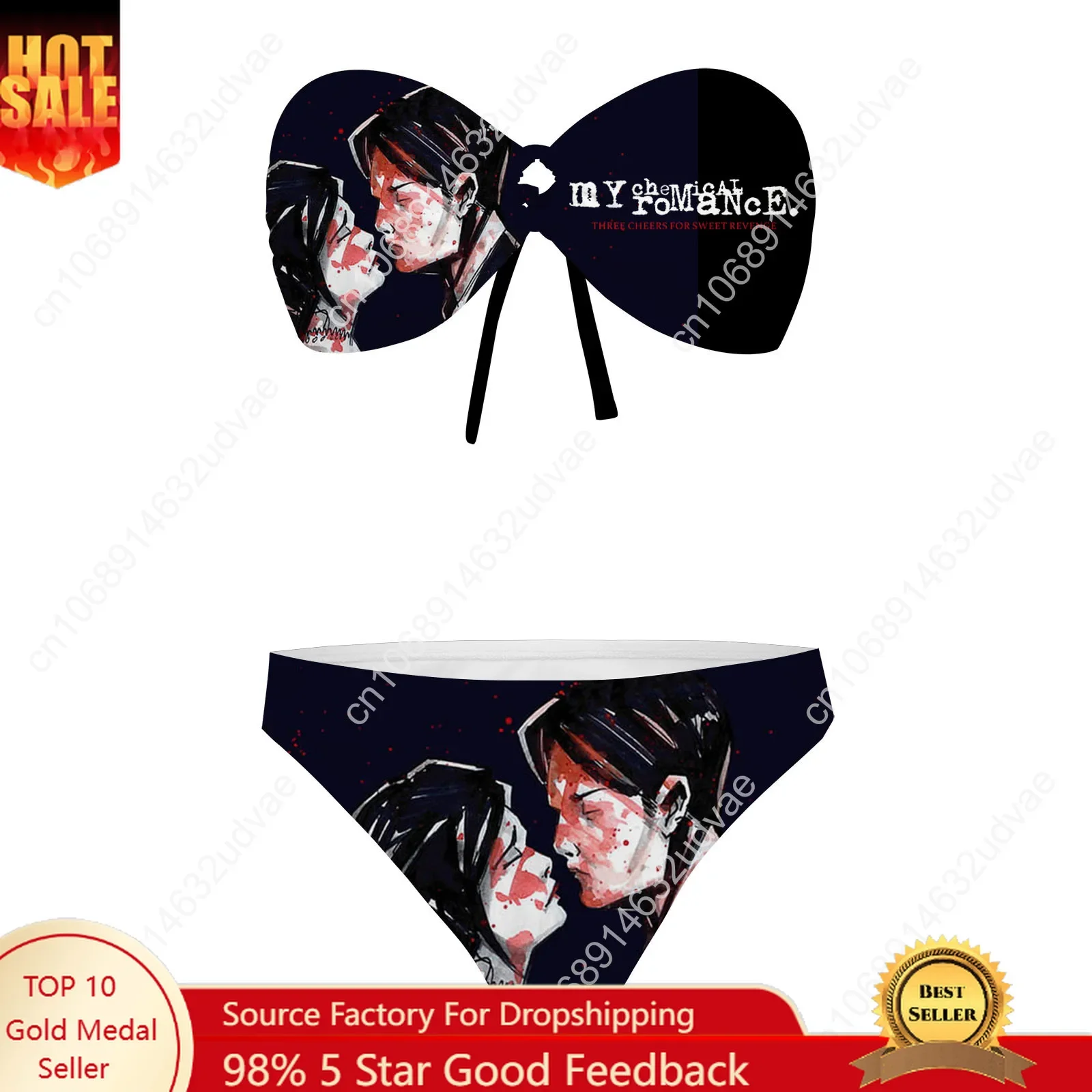 

My Romance Chemical Strapless Swimsuit Womens Bathing Suits Personalized Fashion Swimwear Pool Party Bikini Customize Beachwear