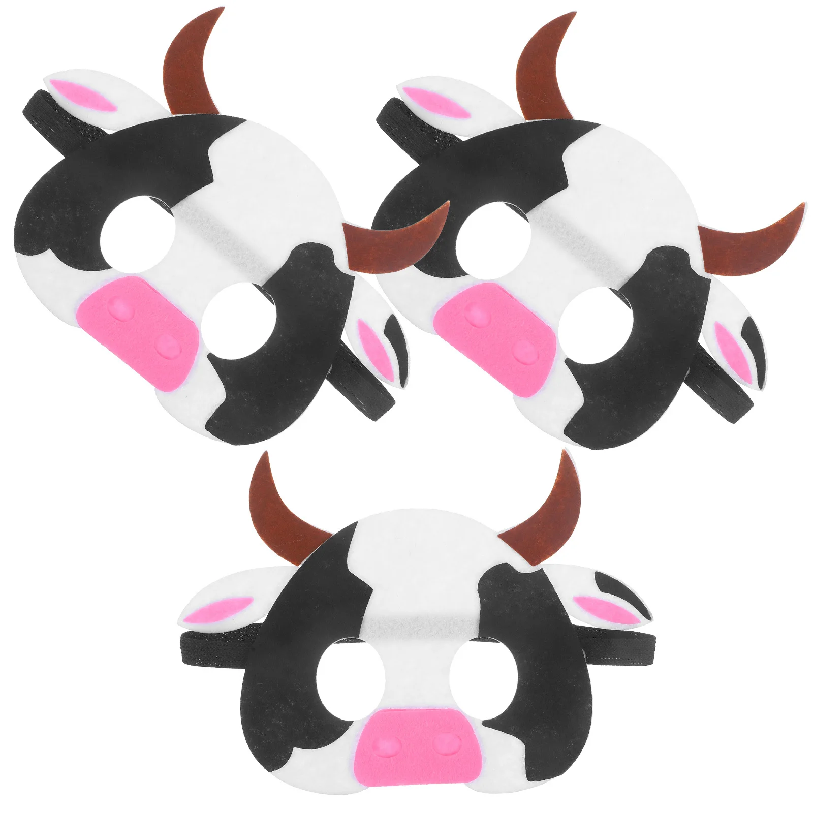 3 قطع من أقنعة البقرة الحيوانية غير المنسوجة من القماش المريح للأطفال، أقنعة حفلات الهالوين، تصميم حيوانات كرتونية لطيفة