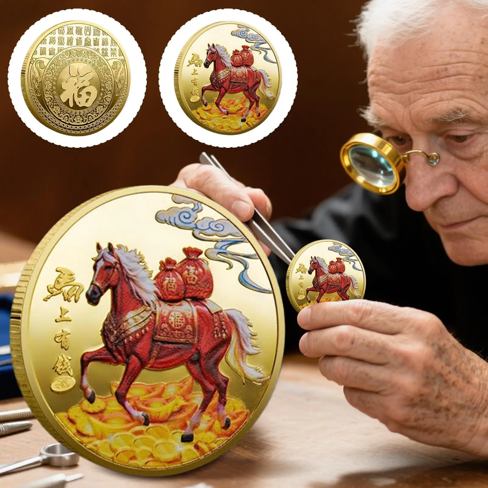 Chinese New Year Coin Good Luck Collectible Coin 2026 Year Of The Horse Souvenir Blessing Keepsake Chinese New Year Luck