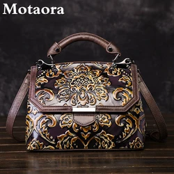 Motaora frauen Tasche Aus Echtem Leder Luxus Handtaschen Handgemachte Frauen Schulter Tasche Neue Geprägte Vintage Umhängetaschen Für Frauen