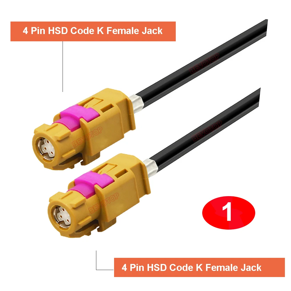 1PCS 4 Pin LVDS HSD Cable Curry Jack K Female to K Female 180° / 90° Connector 535 4-Core 100Ohm Wire Harness BEVOTOP Auto Cable