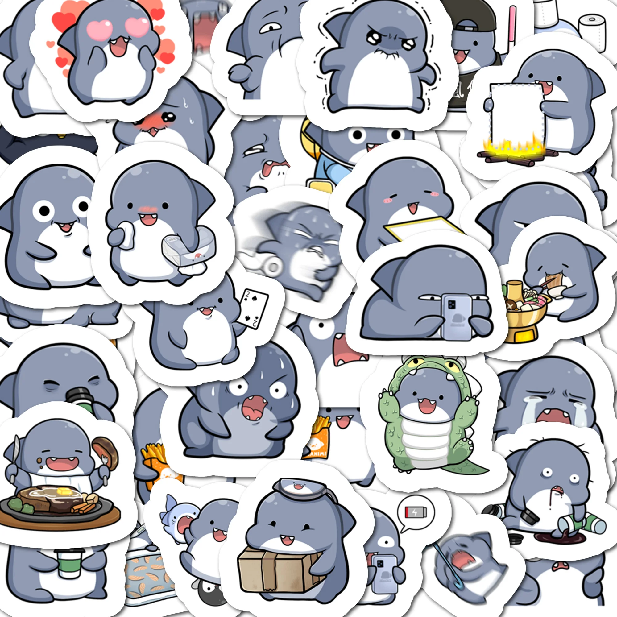 40 Stück süße Cartoon Fat Shark Aufkleber DIY Tagebuch Laptop Telefon Gepäck Skateboard Graffiti Aufkleber Aufkleber Geschenk Spielzeug