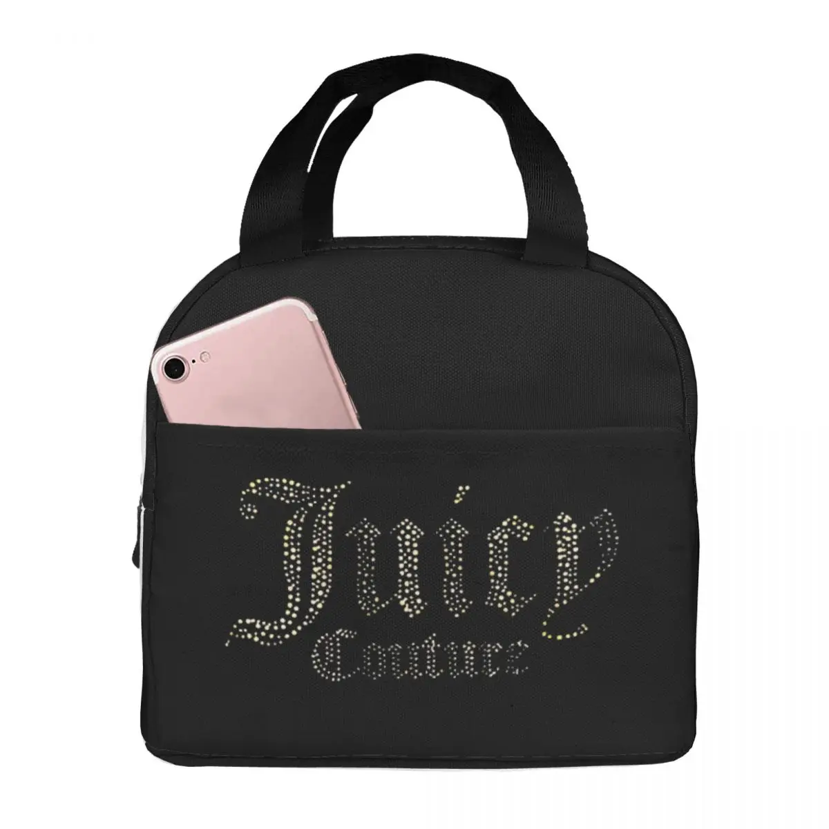 Hot-Sale-Like-Juicy-Couture Portable Lunch Bag Food Thermal Box Durable Cooler Lunchbox with Shoulder Strap Picnic Bag Office