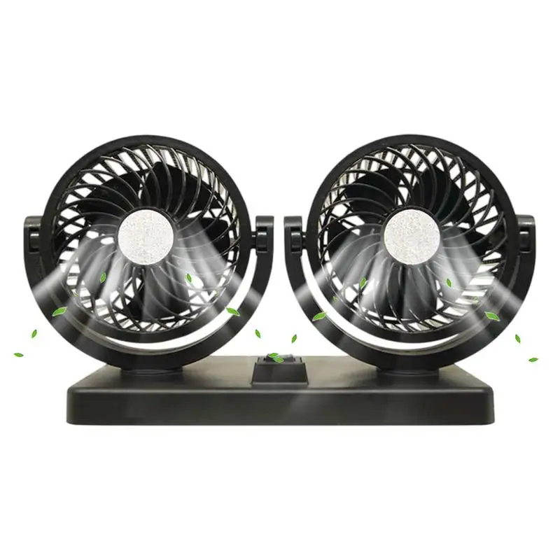 

Double Head Fan Portable 2-Head Car Fan 360 Degree Rotatable Vehicle Air Circulation Auto Cooling Device For Small Cars And