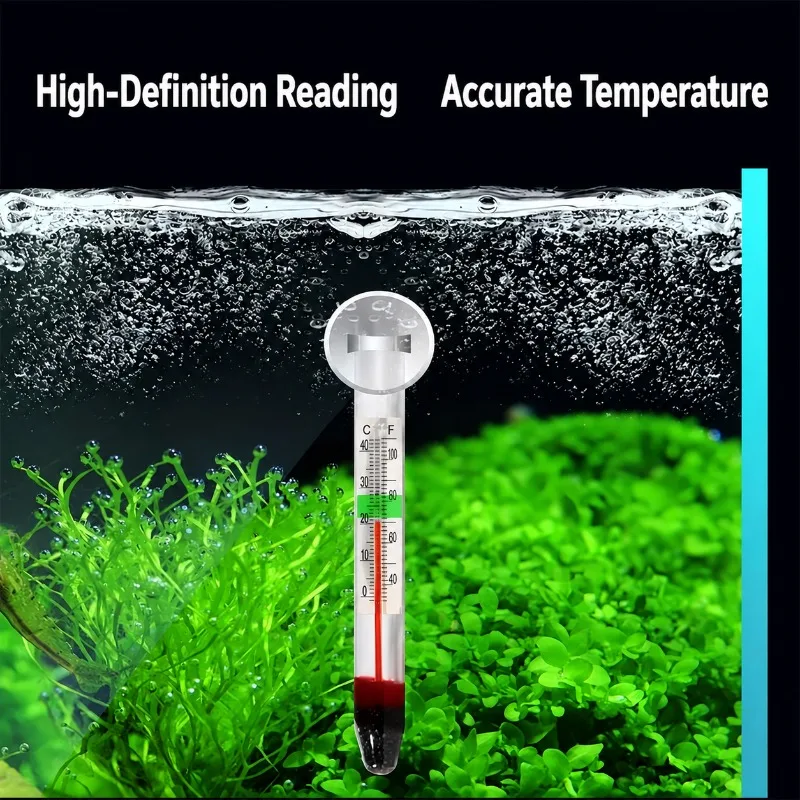 Aquarium Glass Thermometer with Suction Cup, High Accuracy Water Temperature Meter for Fish Tank, Turtle Tank, and Planted Tank