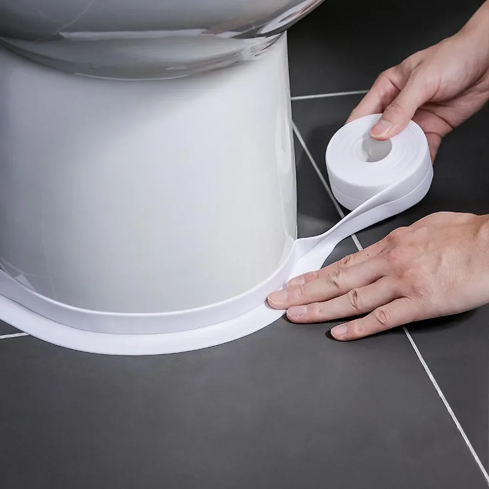 Tira de sellado impermeable para inodoro, cinta de PVC a prueba de moho para baño, fregadero, ducha, bañera, cocina, autoadhesiva para pared