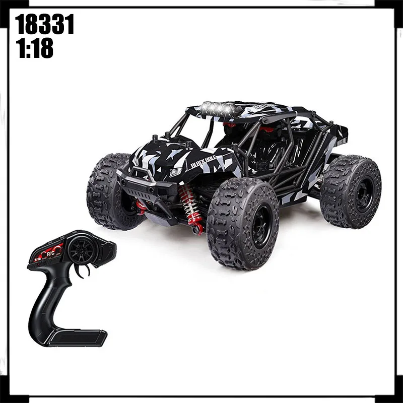 Carro rc 18331 veículo de controle remoto de alta velocidade com tração nas quatro rodas 1:18 carro elétrico off-road para crianças com luzes