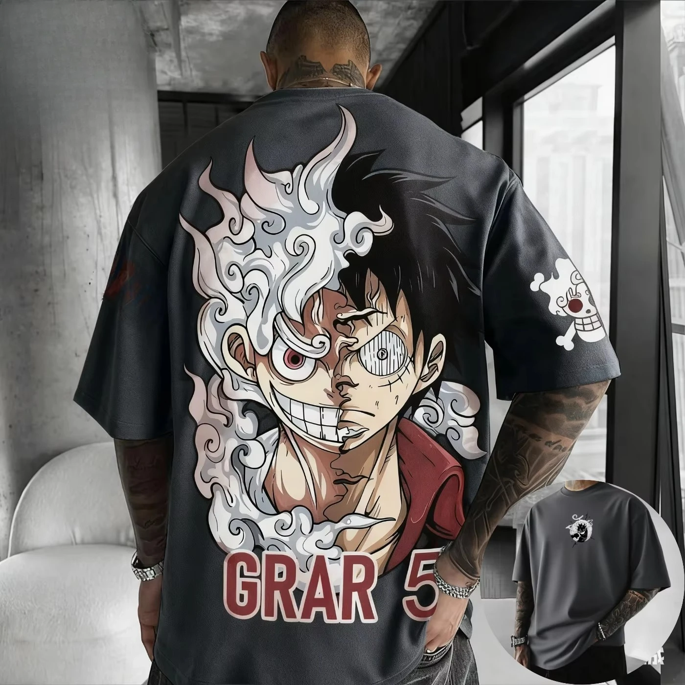 قطعة واحدة أنيمي مشتركة كبيرة تي شيرت 2025 الرجال والنساء الخريف/الشتاء جديد الشارع الهيب هوب فضفاض عادية Y2K الوالدين والطفل