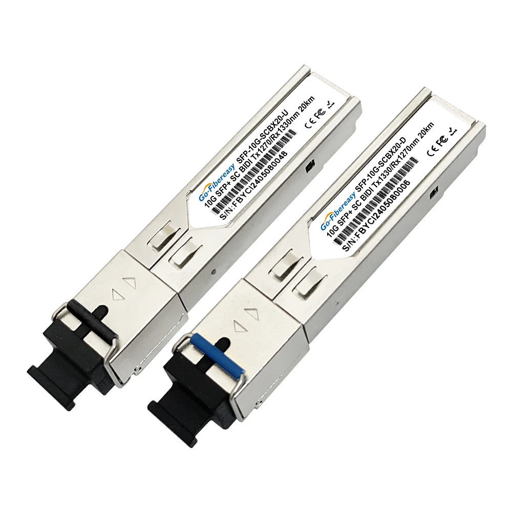 وحدة 10G BIDI SC WDM 20km SFP+ 1270/1330nm وحدة الألياف الضوئية أحادية الوضع متوافقة مع Cisco وMikrotik... إلخ التبديل البصري