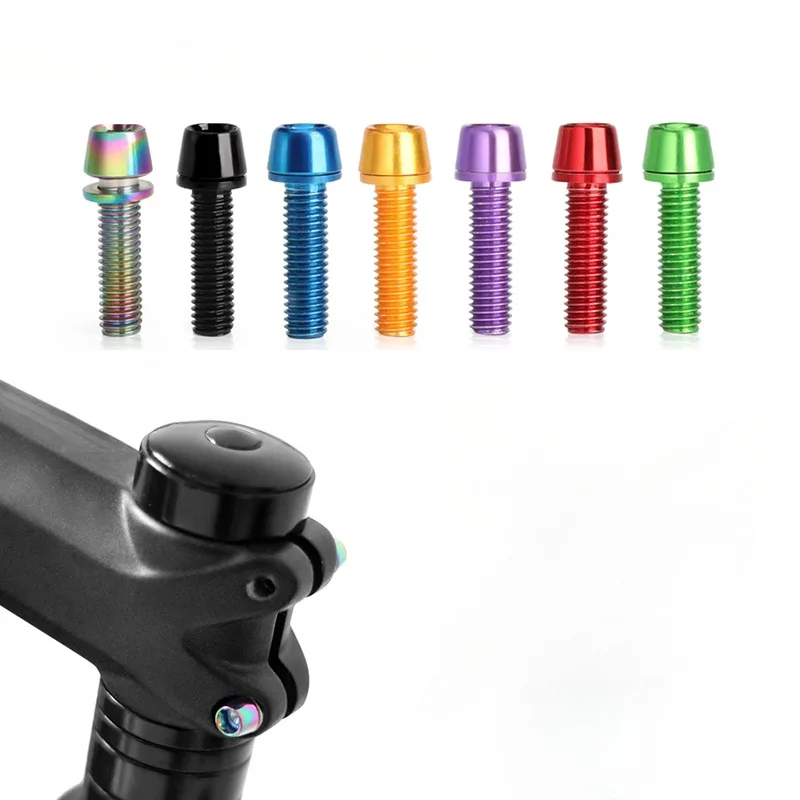 6pcs/set Bicycle Handlebar Screws Titanium-plated Colorful Stainless Steel M5*18MM Bike Handle bar Stem Riser Screw In Bolts