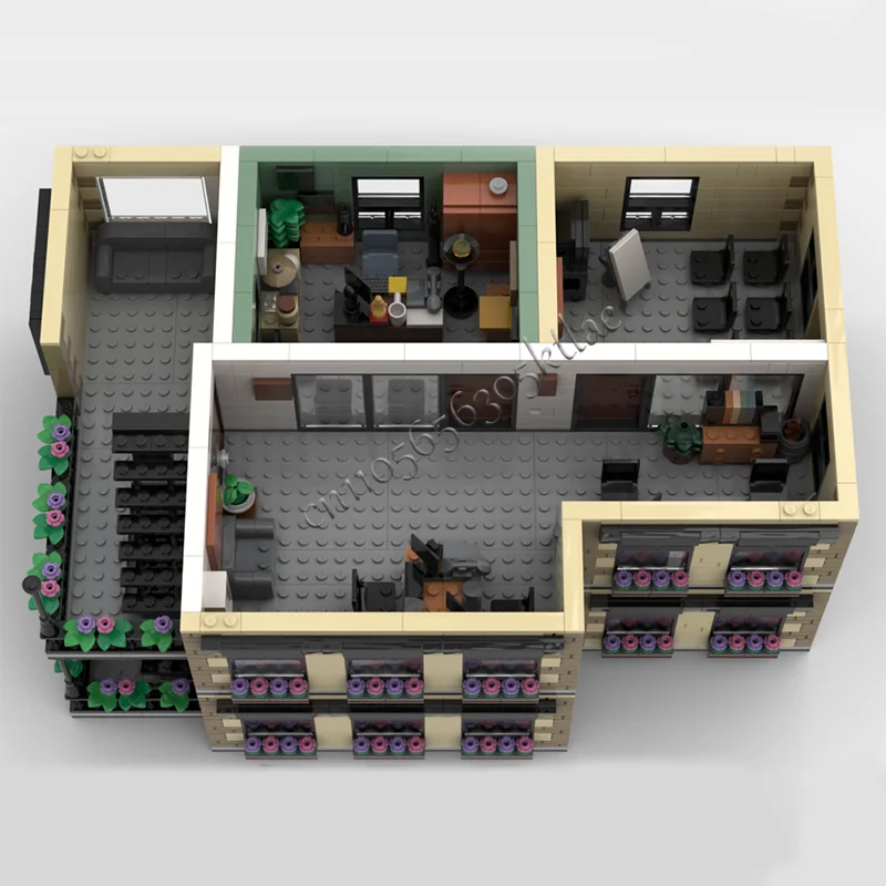 2116 Parti Ufficio squisito Blocchi modulari Architettura moderna Modello Set Giocattoli fai da te Bambini Assemblaggio Regali di compleanno per bambini