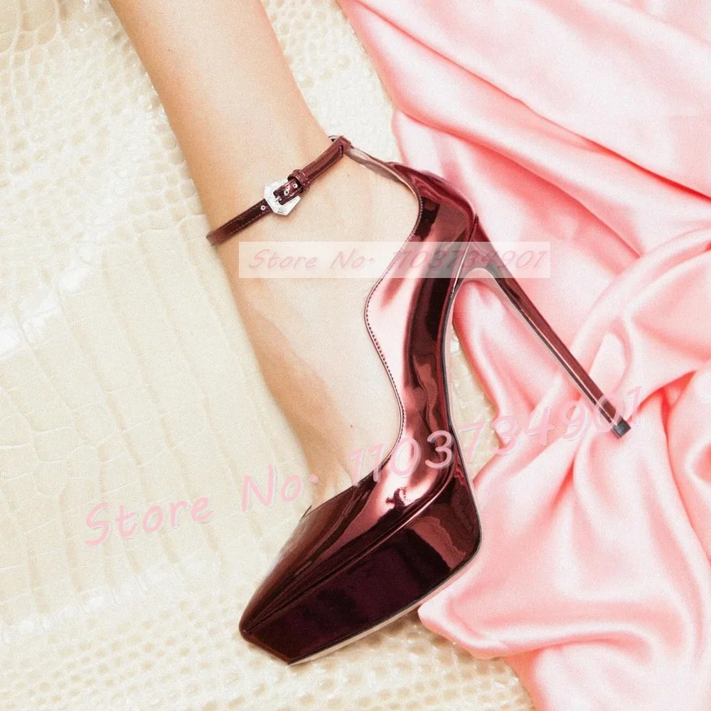 

Mirror Brown Platform Stiletto Sandals Women Classy Pointed Toe Curved Edge High Heels Shoes Lady Casual Fashion Elegant Sandals