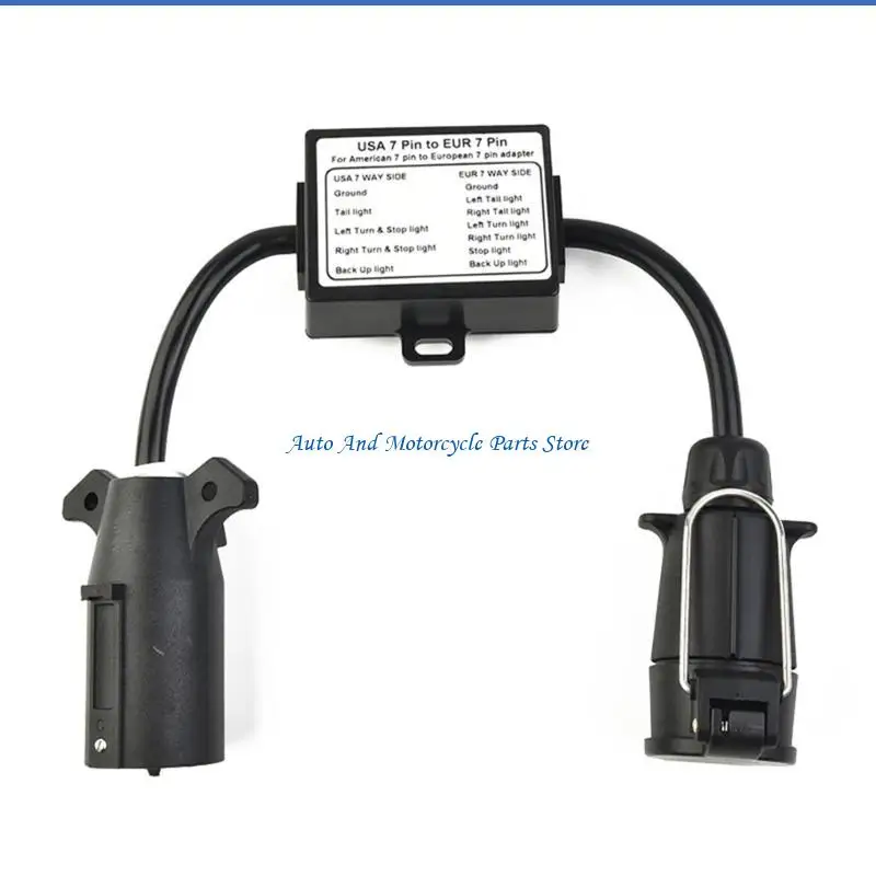 P9FD Easy Installation US Vehicle 7Pin Blade Socket to EU 7Pin Connector Trailer Light to EU Trailer Light Converter