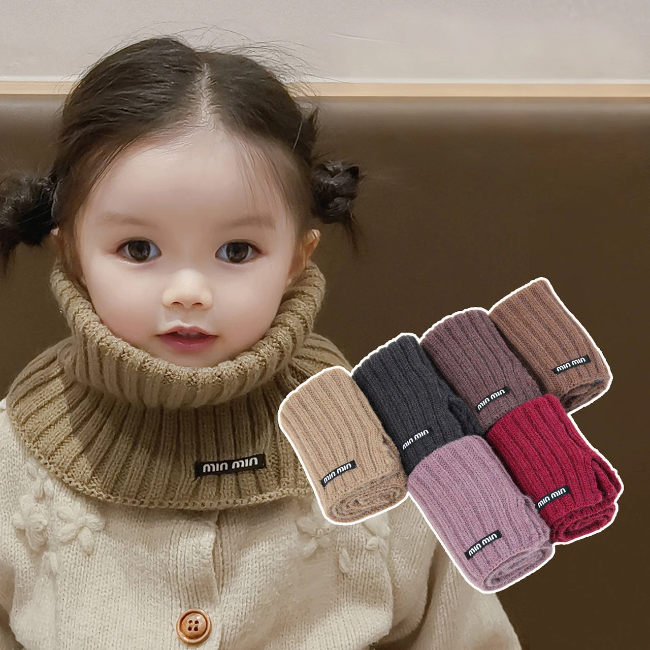 Solid Color Woolen Knit False Collar for Children Warm Neck Cover Boy Girl Kid Neckerchief Outdoor Winter Baby Short Scarf Visor