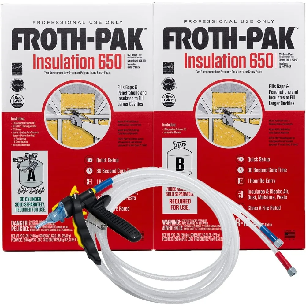 Spray Foam Insulation Kit, 15 ft Hose. Insulates Cavities, Penetrations & Gaps Up to 2