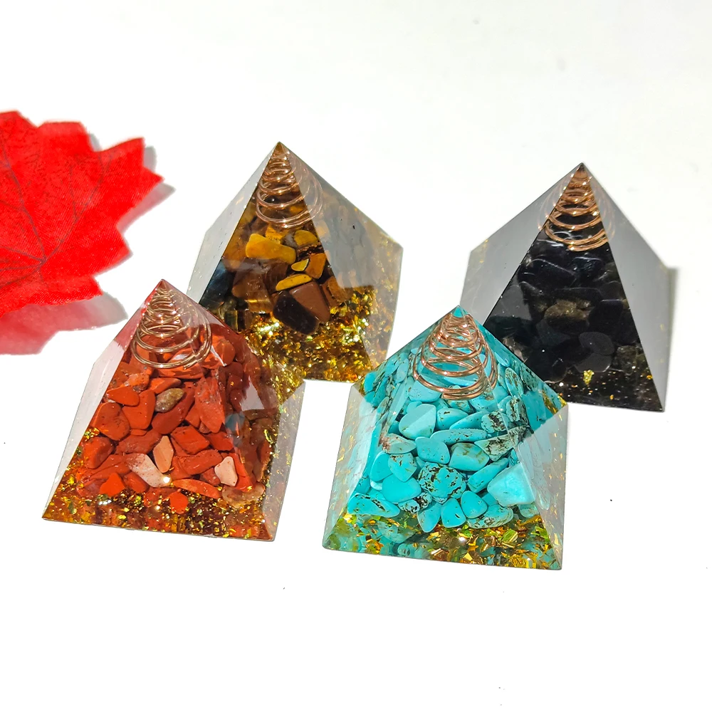 1.57inch Natural Crystal Pyramid Energy Quartz Amethyst Reiki Healing Crystal Chakra Resin Pyramid Meditation Tool Home Decor