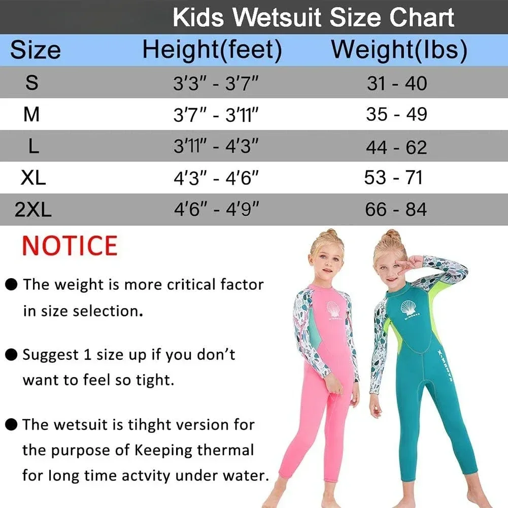 girls wetsuit diving suit 2.5MM neoprene swimsuit long sleeve surfing jellyfish clothing swimwear for cold water