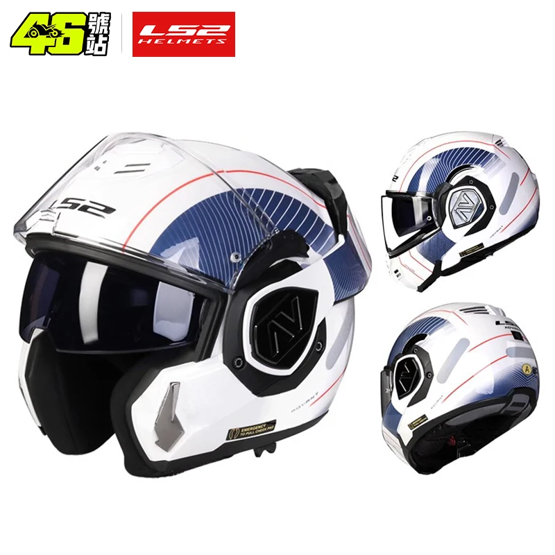 LS2 FF906 Advant Flip Up Full Face Helmets Motorcycle Modular Double Visor Helmet built-in Lens ECE Capacete Moto New Arrival