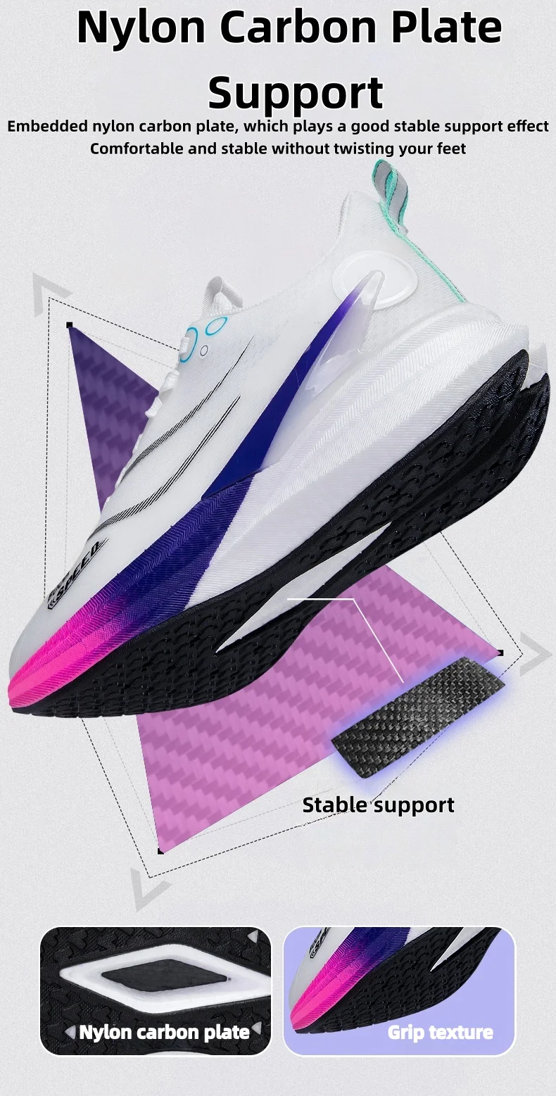 2025 Men's And Women's Professional Carbon Board Marathon Running Shoes Shock Absorption Ultra-light Stable Support Sports Shoes image 4