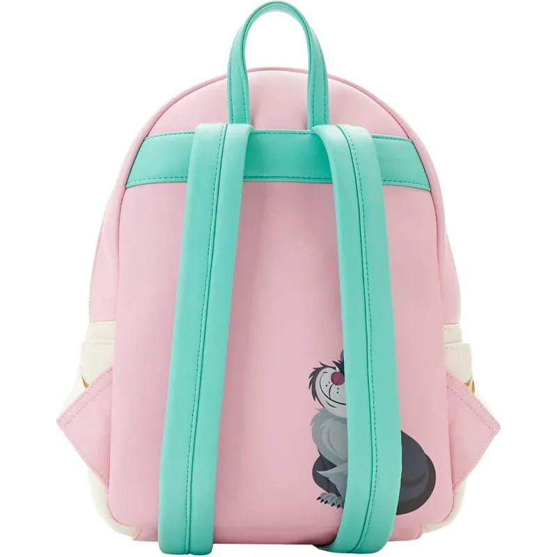 Disney-Bolso de hombro con doble correa para mujer, mochila rosa de cuero PU con estampado de dibujos animados de la princesa Cenicienta Gus y Jaq, Lucifer